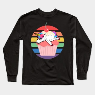 Unicorn Cake Colourful Cherry Long Sleeve T-Shirt